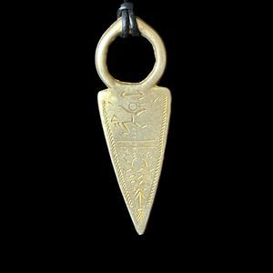 Fashion Jewelry Egyptian Hieroglyphic GoldTone Metal Pendant Necklace Black Cord